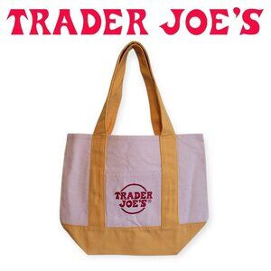 Trader Joe's Mini Canvas Tote Yellow White NWT Viral Hard To Find
